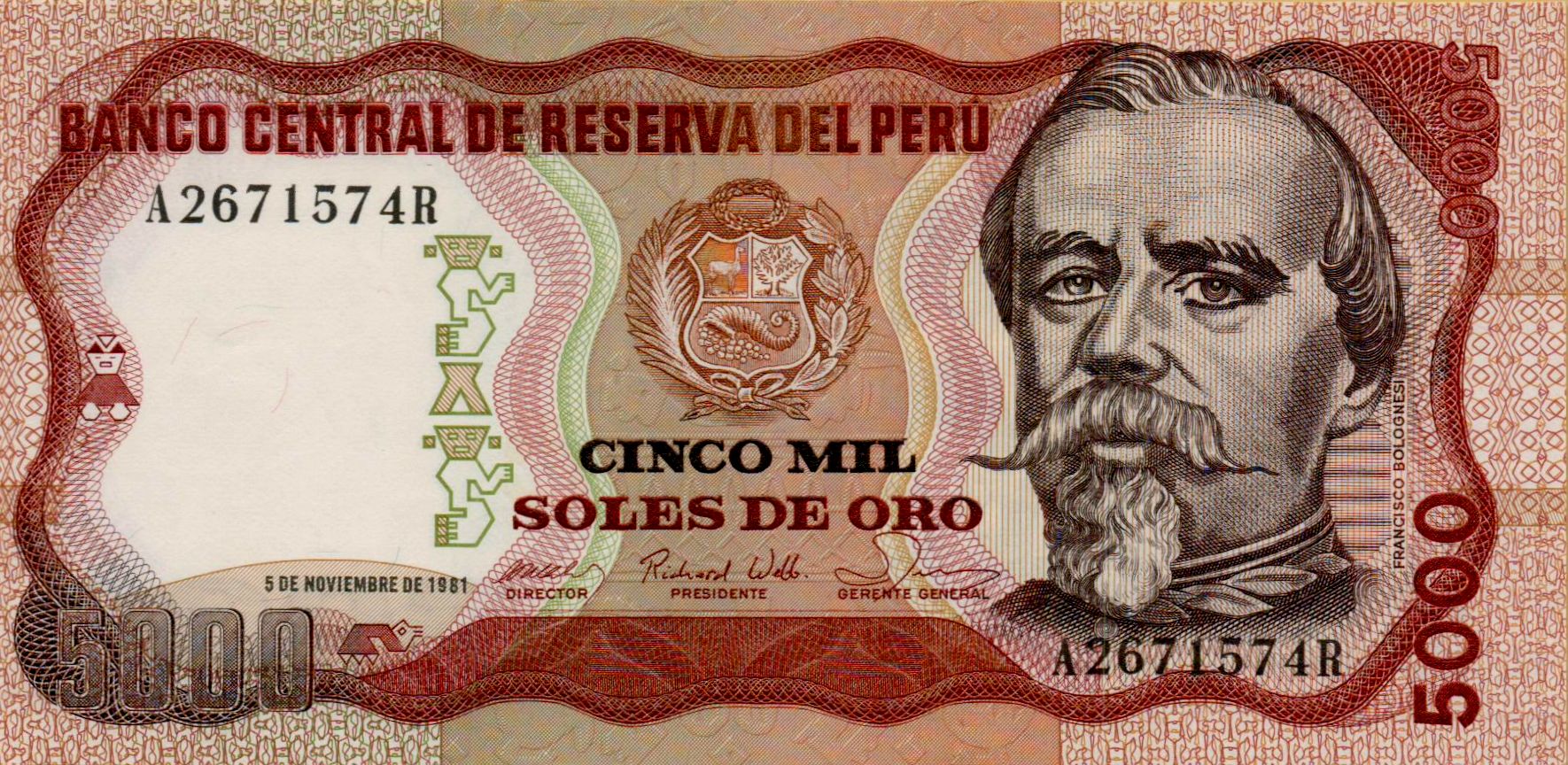 Peru 5000 1981 UNC P-123